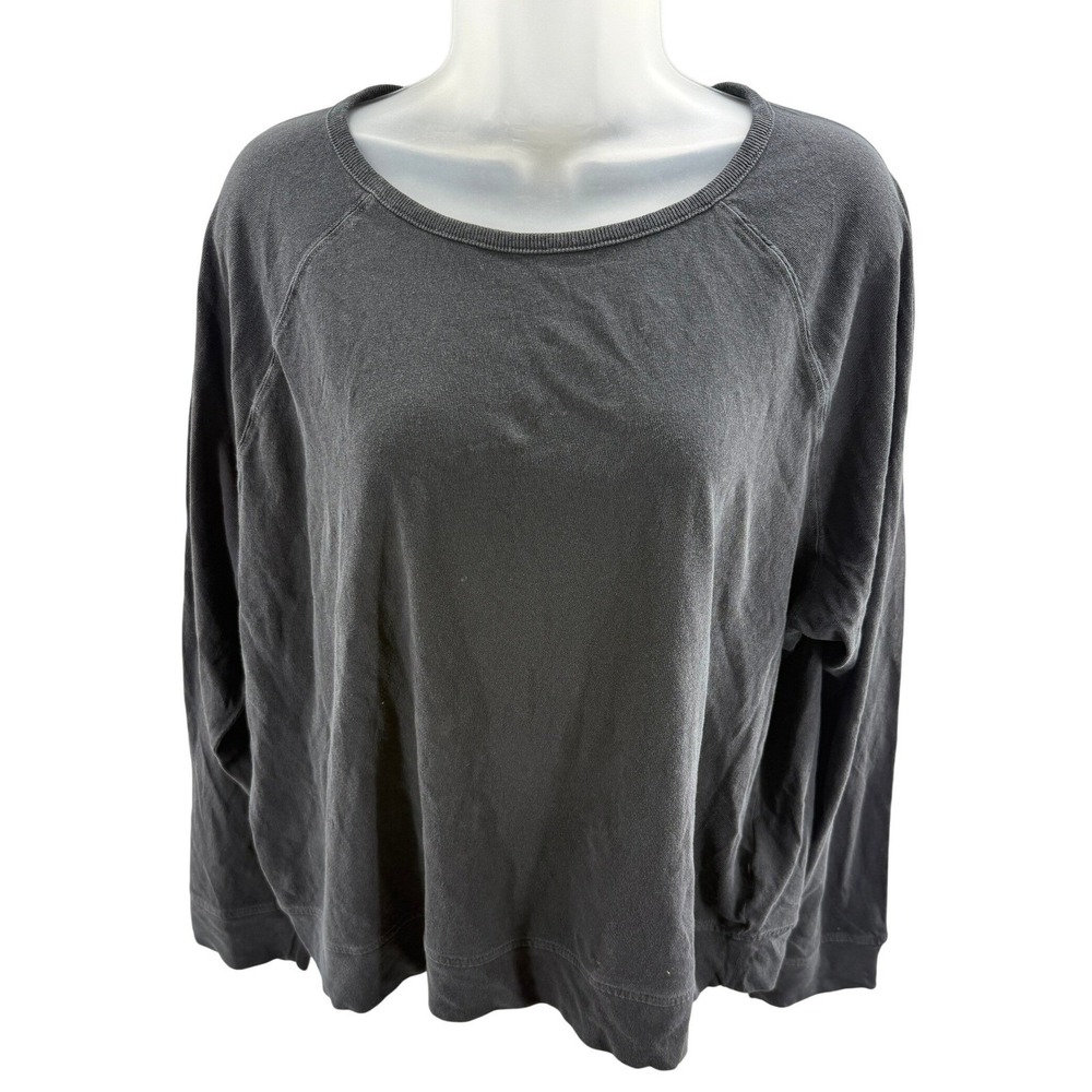 Madewell Womens Raglan Washed Black Cotton Blend Shirt Pullover XLarge NEW